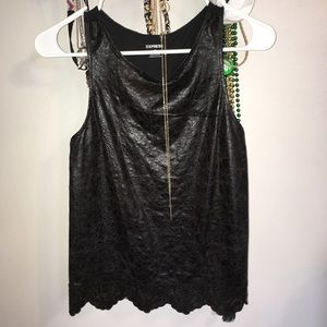 EXPRESS Faux Leather Tank w/ Lace Detailing